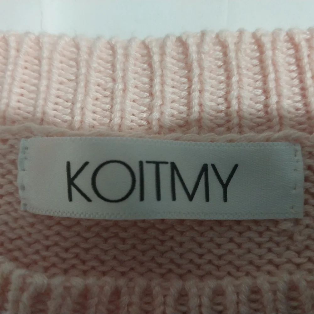 KOITMY Color Block Sweater Women's Pink Crew Neck Knit Pullover Long Sleeve Size